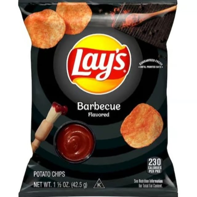 Lays BBQ Chips 1.5oz Bag.