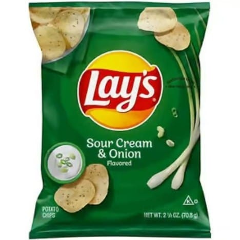 Lays Sc & Onion Chips 1.5oz Bag.